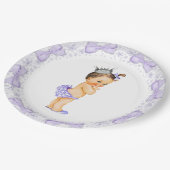 Lila Princess Baby Dusche Pappteller (Schrägansicht)