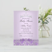 Lila Princess Baby Dusche Tiara Einladung (Stehend Vorderseite)