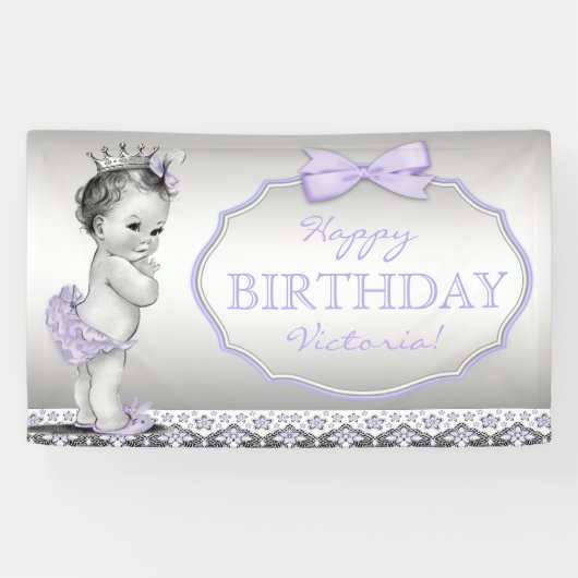 Lila Princess Birthday Party Banner (Horizontal)