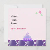 Lila Princess Cake Party Einladung (Rückseite)