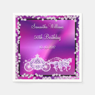 Lila Princess Coach & Horses 50. Geburtstag Serviette