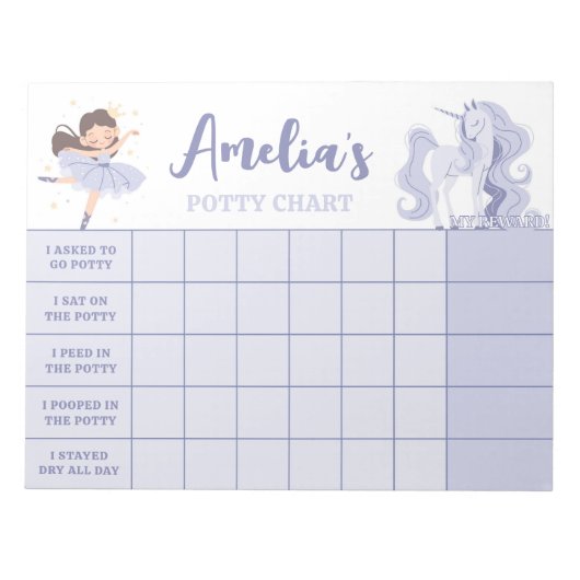 Lila Princess-Diagramm Personalisierte Namensaufga Notizblock (Vorderseite)