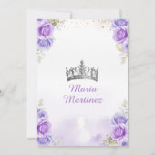 Lila Princess-Kleider Blumensilber Quinceañera Einladung (Rückseite)