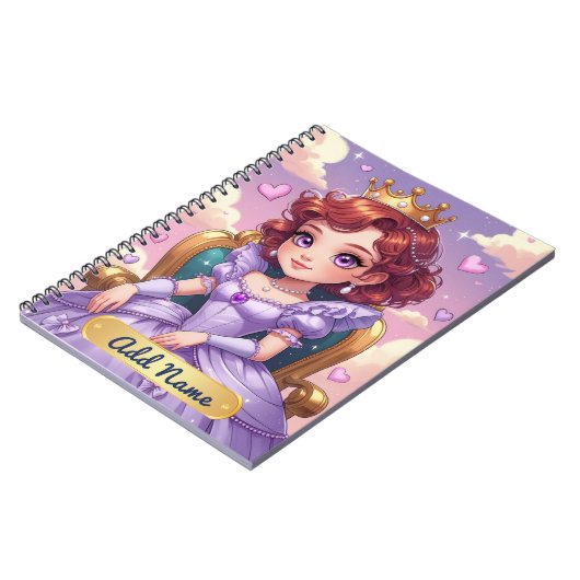 Lila Princess-Notebook - Name Notizblock (Linke Seite)