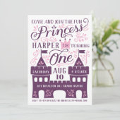Lila Princess Party Einladung zum Geburtstag (Stehend Vorderseite)