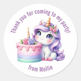 Lila Princess Unicorn Vielen Dank Runder Aufkleber