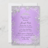 Lila Princess Winter Baby Dusche Ethnic Einladung (Rückseite)