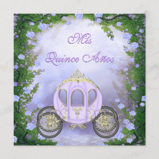 Lila Prinzessin Carriage verzaubert Quinceanera Einladung