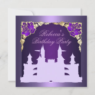 Lila Prinzessin Castle Birthday Invitation Einladung