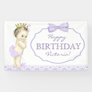 Lila Prinzessin Geburtstagsbanner Banner