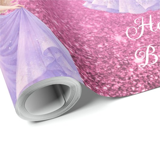 Lila Prinzessin  Geschenkpapier (Rolleneckpunkt)