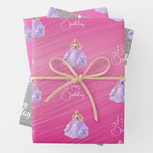 Lila Prinzessin Geschenkpapier Set (Beispiel)