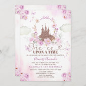 Lila Prinzessin Königliche Burg 1. Geburtstag Einladung (Vorne/Hinten)