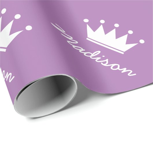 Lila Prinzessin-Kronen-Babyduschverpackung Geschenkpapier (Rolleneckpunkt)