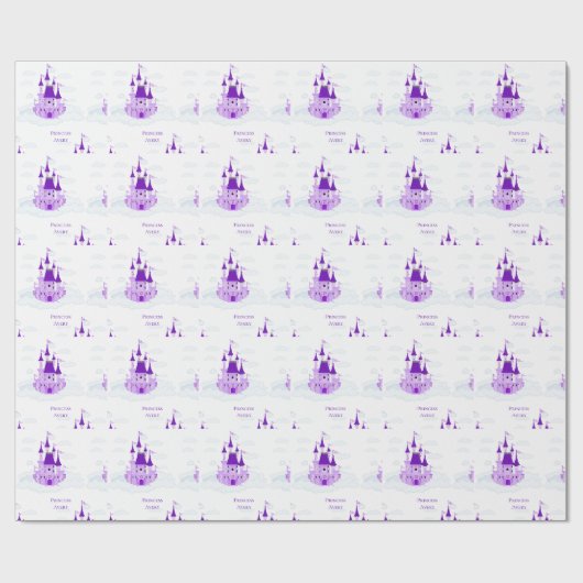 Lila Prinzessin. Personalisiert Name Castle Girly Geschenkpapier (Flach)