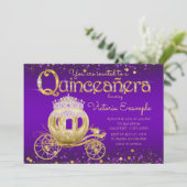 Lila Prinzessin Quinceanera Einladung (Stehend Vorderseite)