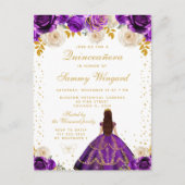 Lila Prinzessin Quinceañera Postkarte (Vorderseite)