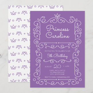 Lila Prinzessin Scroll zum Geburtstag Einladung