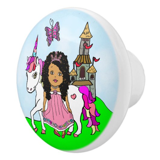 Lila Prinzessin und Einhorn Keramikknauf (Rechts)