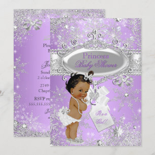 Lila Prinzessin Winter-Baby-Party Ethnisch Einladung