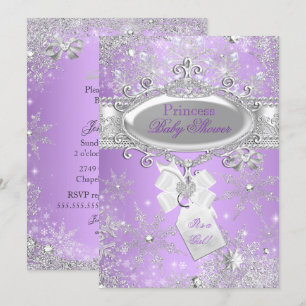 Lila Prinzessin Winter Mädchen Baby Shower Einladung