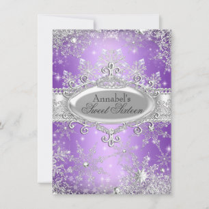 Lila Prinzessin Winter Wonderland Sweet 16 Einladu Einladung