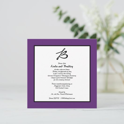 Lila Probe Abendessen Einladung (Stehend Vorderseite)