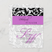 Lila Probe-Dinnerkarte "Swirl Monogramm" Einladung (Vorne/Hinten)