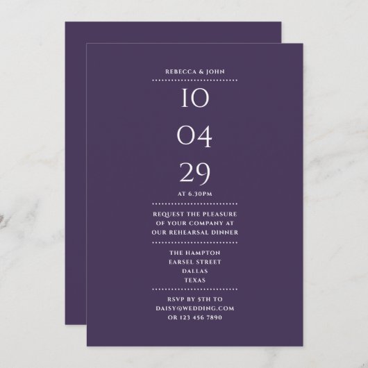 Lila Probe Einladung (Vorne/Hinten)