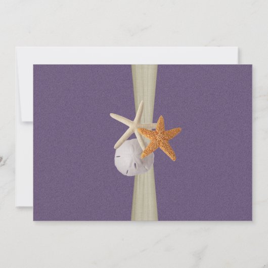 Lila Probe im Ozean und Burlap Einladung (Rückseite)