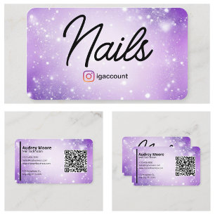 Lila professionelle Visitenkarte QR-Code Nail Tech