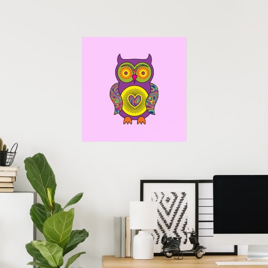 Lila Psychedelic Owl Poster (Heimbüro)