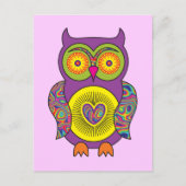 Lila Psychedelic Owl Postkarte (Vorderseite)