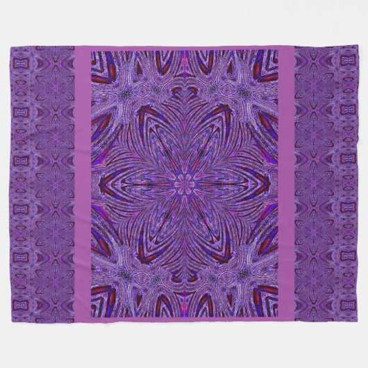 Lila Psychedelic Trip Blume Fleecedecke (Vorderseite (Horizontal))