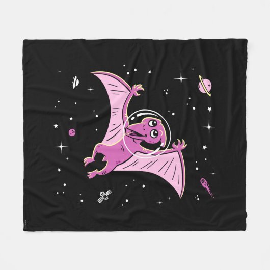 Lila PterodactylDinos im Weltraum Fleecedecke (Vorderseite (Horizontal))