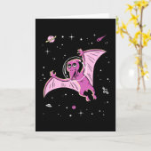 Lila PterodactylDinos im Weltraum Karte (Gelbe Blume)