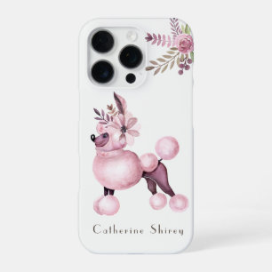 Lila Pudel in Blumen Personalisierte Handyhülle iPhone 16 Pro Hülle