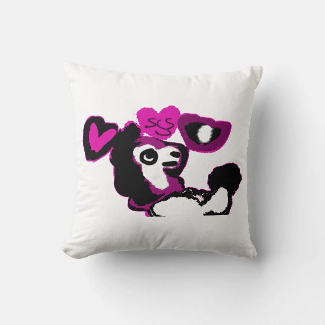 Lila Pudel Kunst Kissen (Vorderseite)