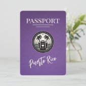 Lila Puerto Rico Passport Save The Date (Stehend Vorderseite)