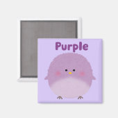 Lila Puff-Vogel für Kinder Magnet (Vorderseite/Rückseite)