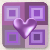 Lila Puffy Heart Design Untersetzer (Vorderseite)