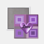 Lila Puffy Heart Magnet (Vorderseite/Rückseite)