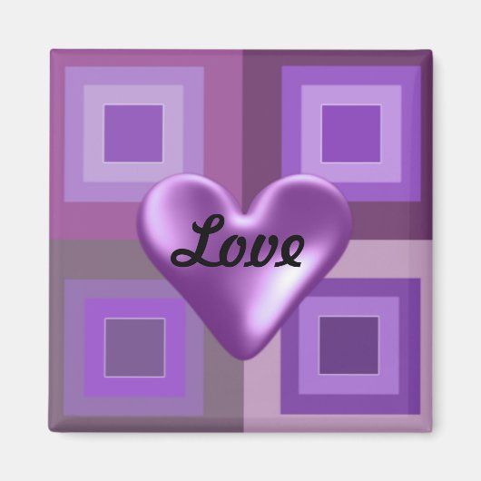 Lila Puffy Heart Magnet (Vorne)