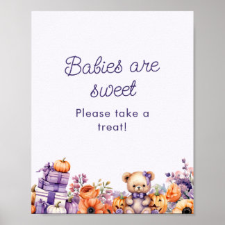 Lila Pumpkin Baby Dusche Babys sind süße Zeichen Poster