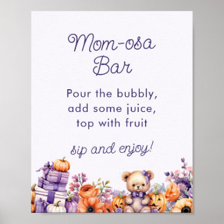 Lila Pumpkin Baby Dusche Mimosa Bar Sign Poster