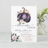 Lila Pumpkin-Blume, Dotted Baby Dusche Einladung (Stehend Vorderseite)