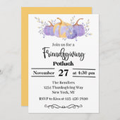 Lila Pumpkin Friendsgiving-Party Einladung (Vorne/Hinten)