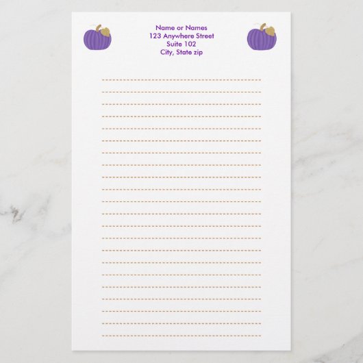 Lila Pumpkin-Gold-Leaf, Schreibwaren Briefpapier (Vorderseite)