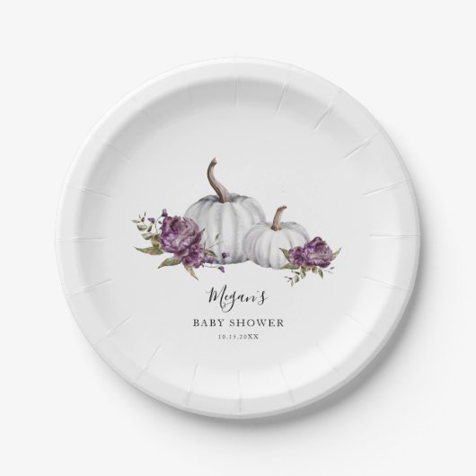 Lila Pumpkin-Kinderdusche Pappteller (Vorderseite)