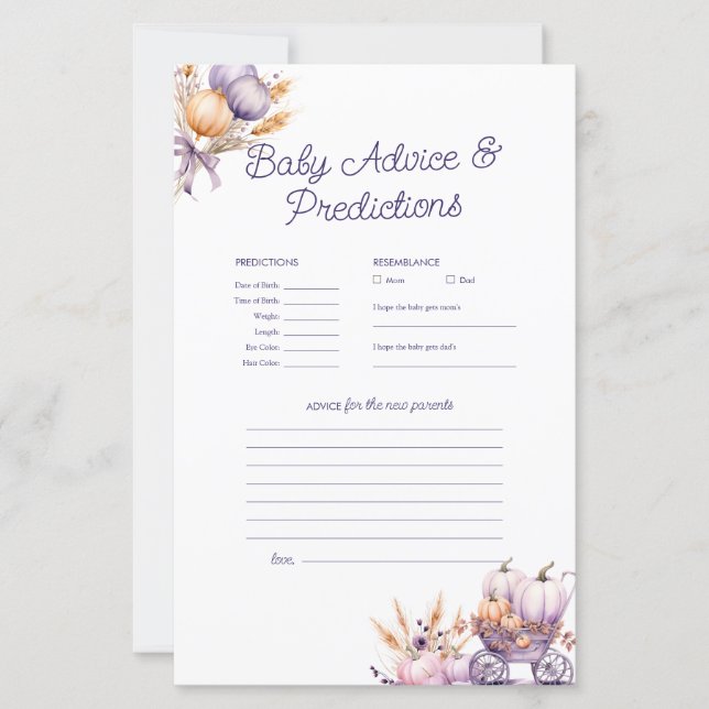 Lila Pumpkin Predictions Advice Kinderduschenspiel (Vorderseite)